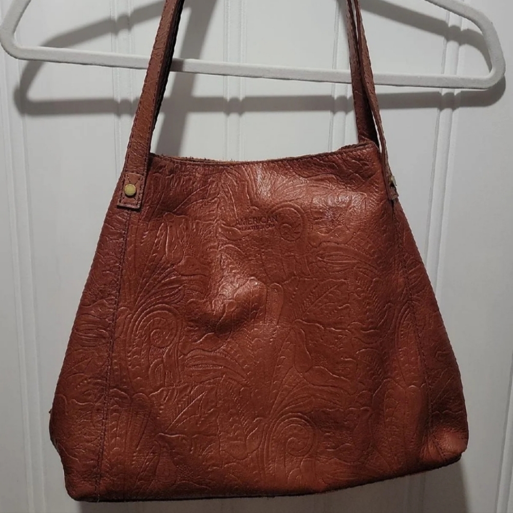 American leather co liberty shopper bag embossed leather